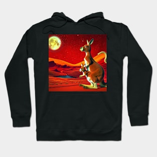 Kangaroo mother and joey looking at earth from mars Hoodie